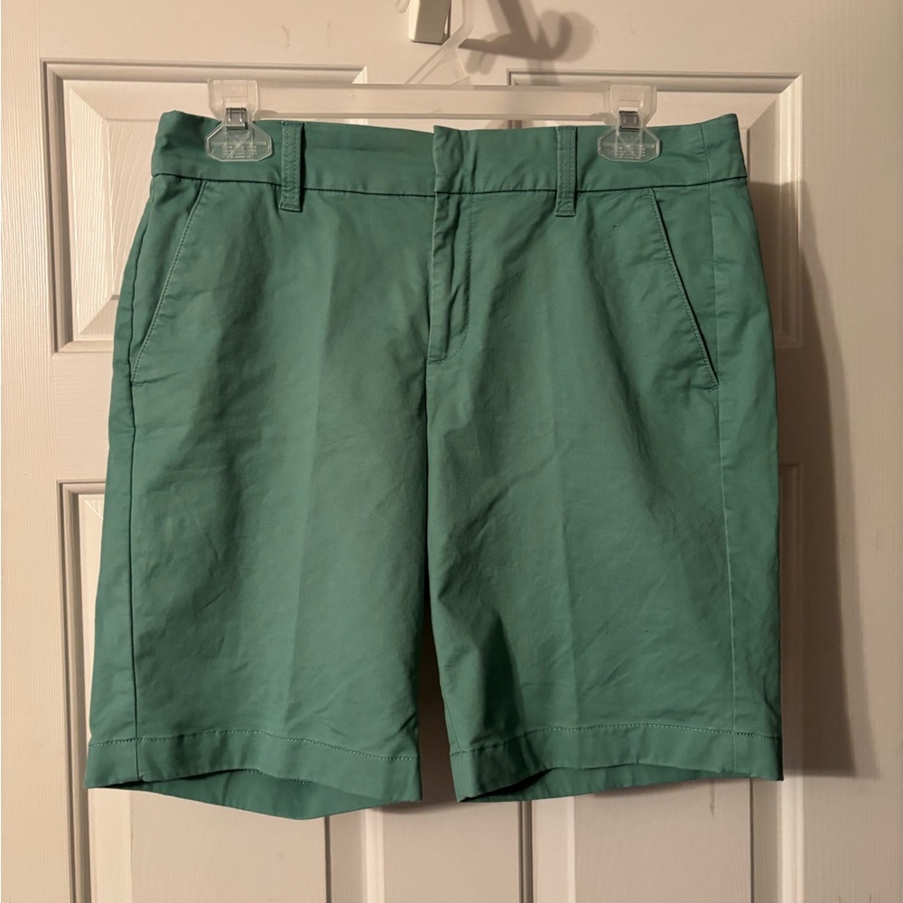 J. Crew Green Flat Front Shorts Lightweight Style